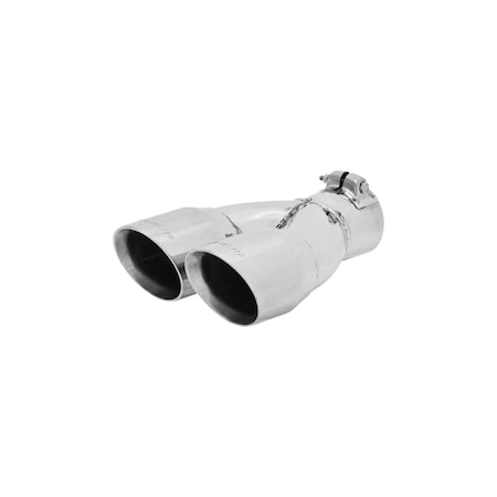 Flowmaster EXHAUST TIP, LOGO EMBOSSED, POLISHED STAINLESS, DOUBLE WALL, DUAL ANGLE CUT, ROU 15307